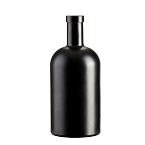 Hot stamping black gin round glass bottle customized