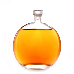 Supply amazon flat whisky vodka glass bottle with lid china glass factory