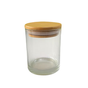 China glass factory clear small cylinder candle jar with bamboo lid