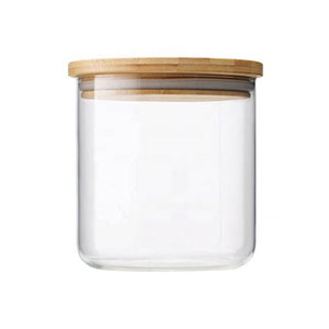 Heat resistant air tight storage containers glass jar with bamboo lid